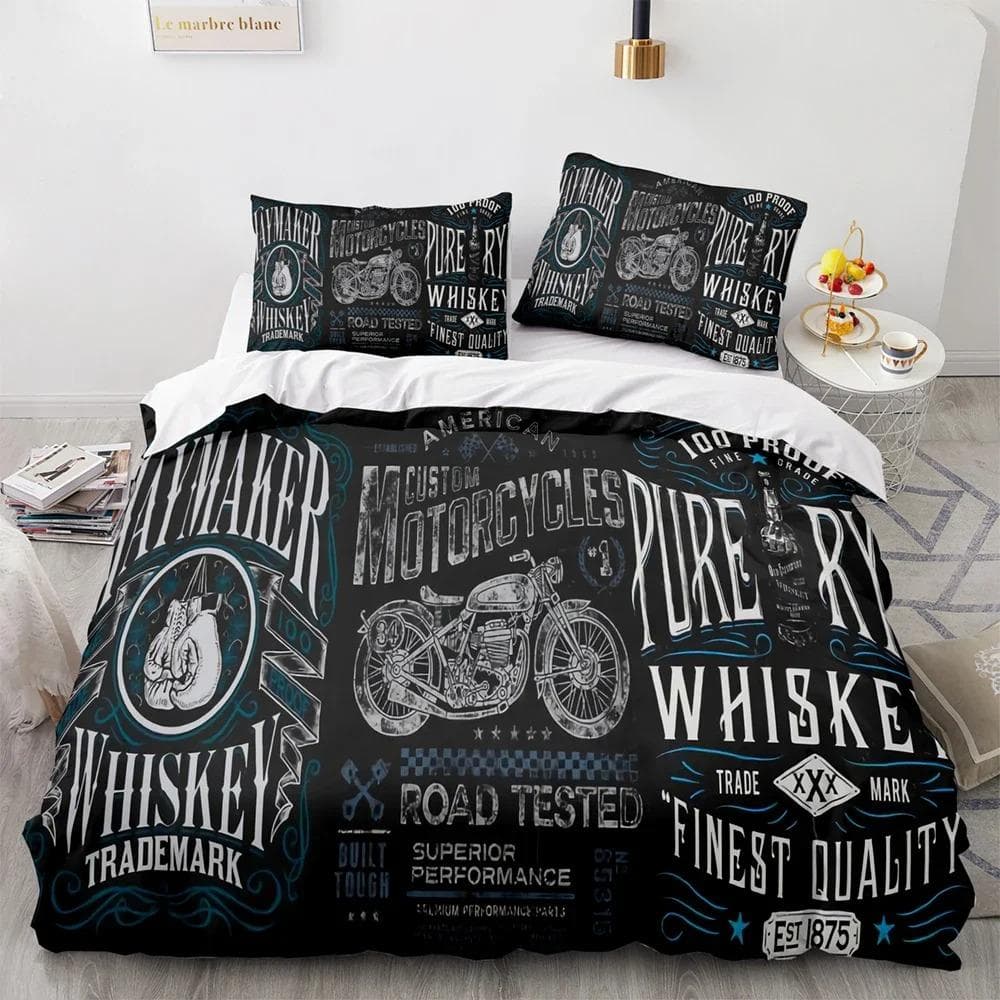 New Classic motorcycle Bedding Set Single Twin Full Queen King Size knight Bed Set Adult Kid Bedroom Duvet cover Sets 3D Print EU Single 135x200cm