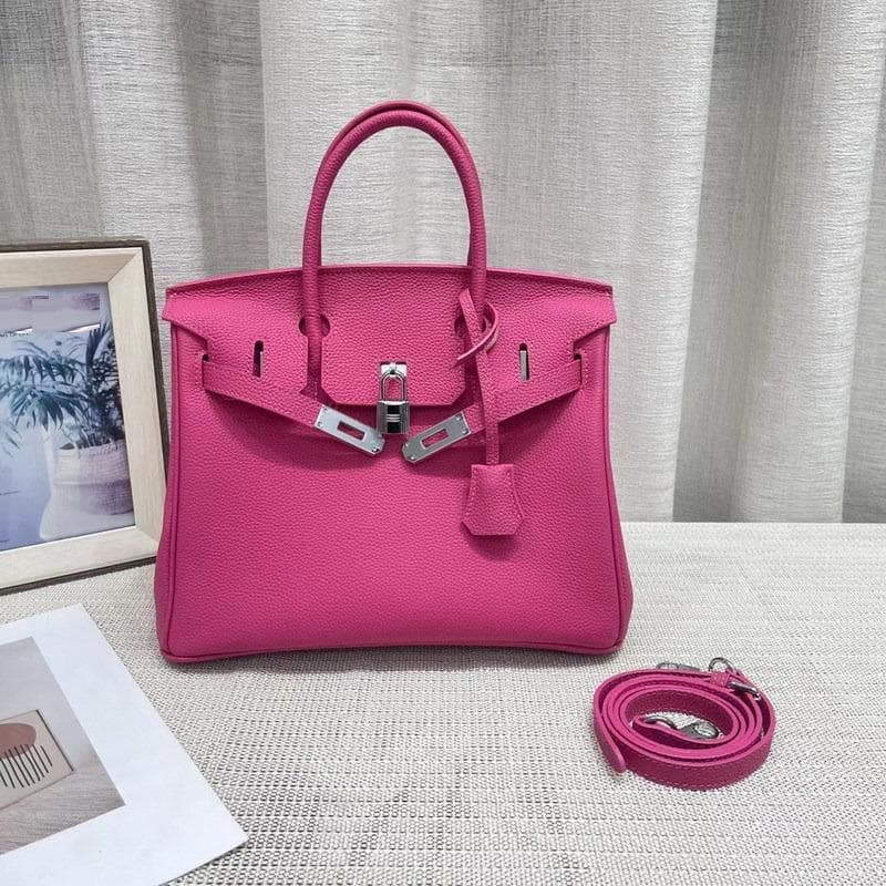 New Gold Buckle Silver Buckle Layer Cowhide Togo Platinum Bag Genuine Leather Women's Bag Hand-held Bag 20x10x16cm