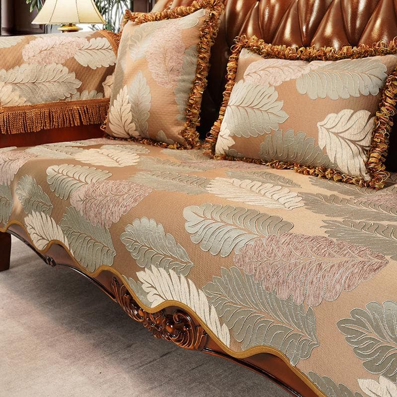 Irregular Edge Sofa Mat High-end Chenille Anti Slip Wear-resistant Sofa Towel European Relief Jacquard Sofa Cover Pillowcase 48x55cm 1pcs
