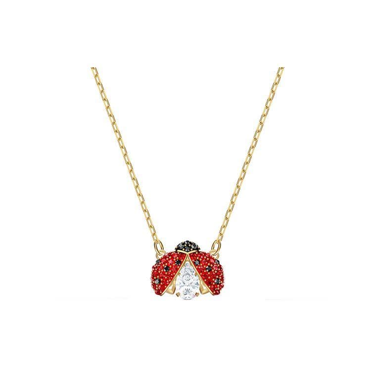 Swarovski Sparkling Heart Crystal Ladybug Necklace Women necklace Gold 5521787 Box (Random Color)