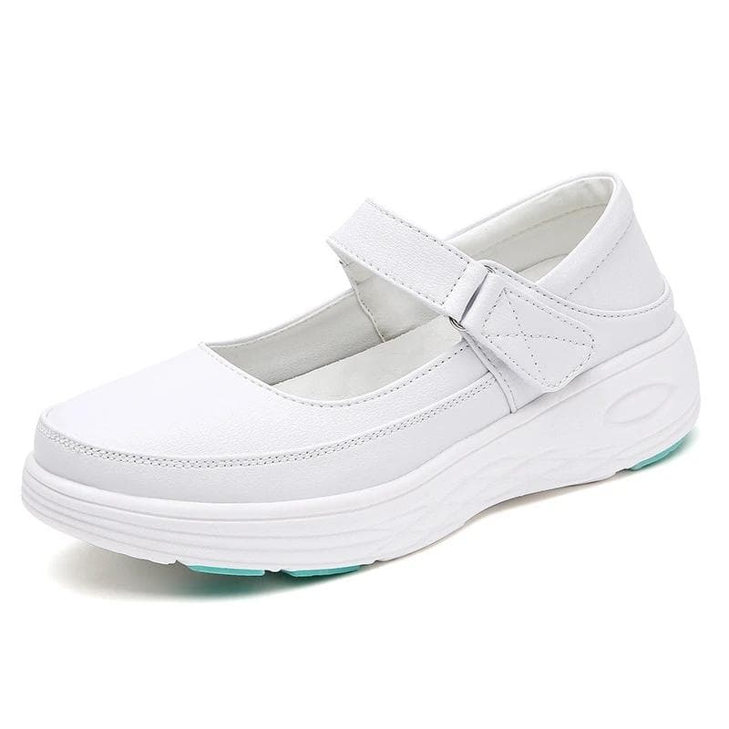Fashion Genuine leather air cushion nurse shoes women's spring soft soles breathable thick soles women's shoes white medical shoes 35 white