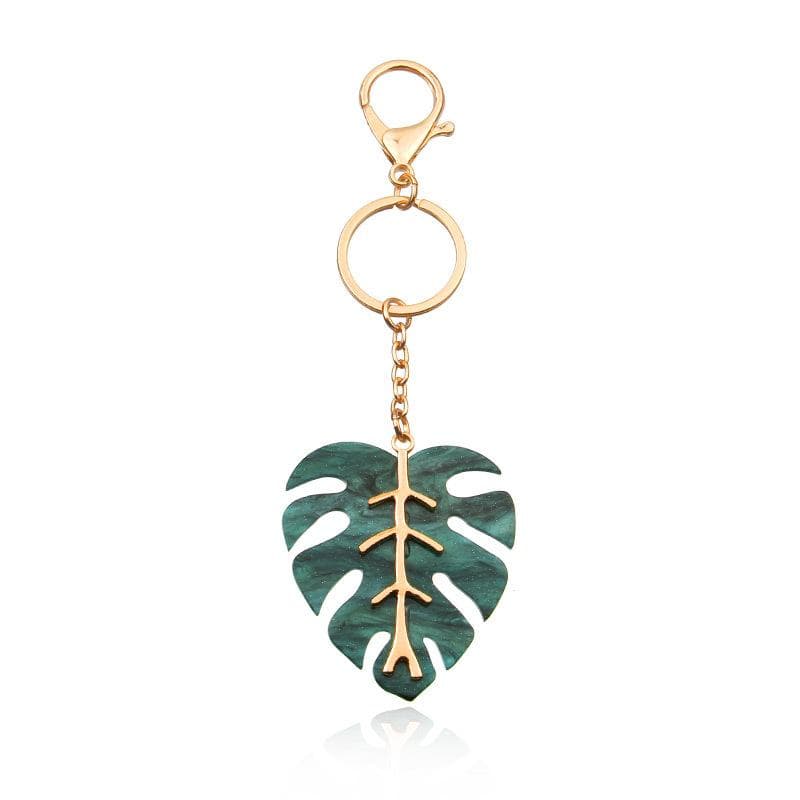 Christmas Green Leaf Metal Keychain Beautiful and Fresh Foliage Shape Key Ring Festival Gift Ladies Accessories Airpods Pendant green