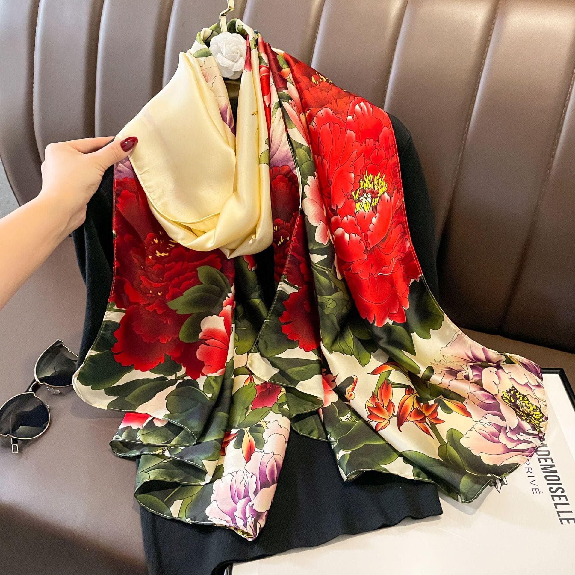 High-End Summer Silk Scarf - Long, Fashionable Sunscreen Shawl for Women 90x180