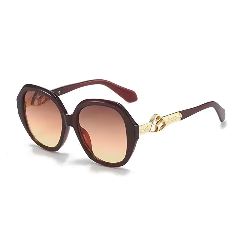 Vintage Sunglasses for Women Fashionable Deep Green Golden Gradient Glasses Trendy Unisex