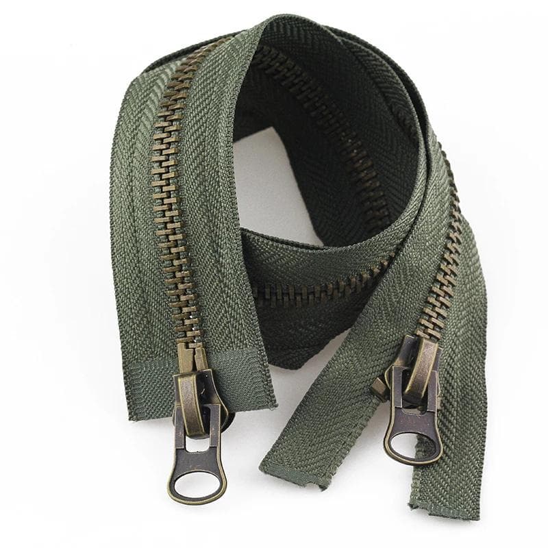 1PC Two-Way Double Slider Long Zip Open Ended Jacket Metal Zipper DIY Sewing Garment Accessories 8# 90cm army green