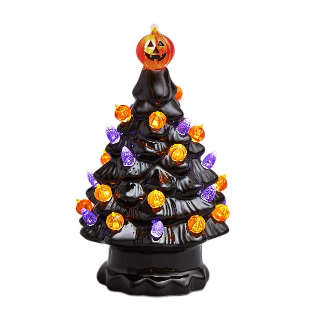 Lighted Ceramic Halloween Tree Tabletop Halloween Decoration Halloween Tree Pumpkin Light