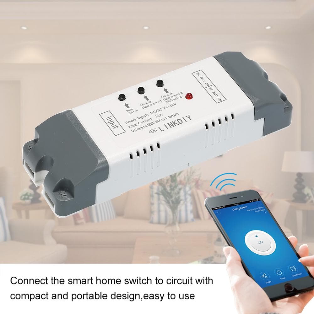 Sonoff Smart Wifi Switch Universal Module 2CH DC/AC7-32V Wireless Switch Timer Phone APP Remote white