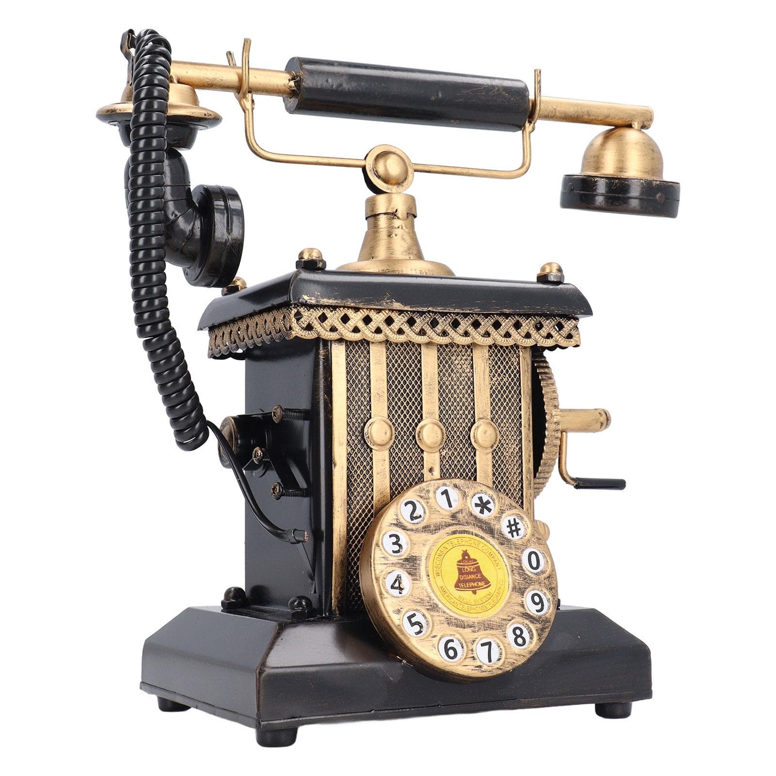 Vintage Telephone Decorative Resin Model Retro Phone Wall Art Statue Bar Cafe Window Decor Desktop