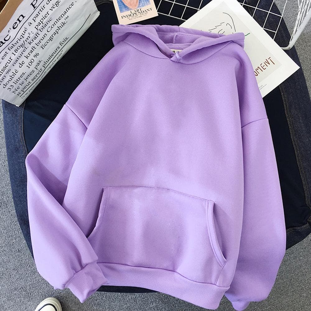 Women's Blank Solid Color Hoodie 2024 XL purple