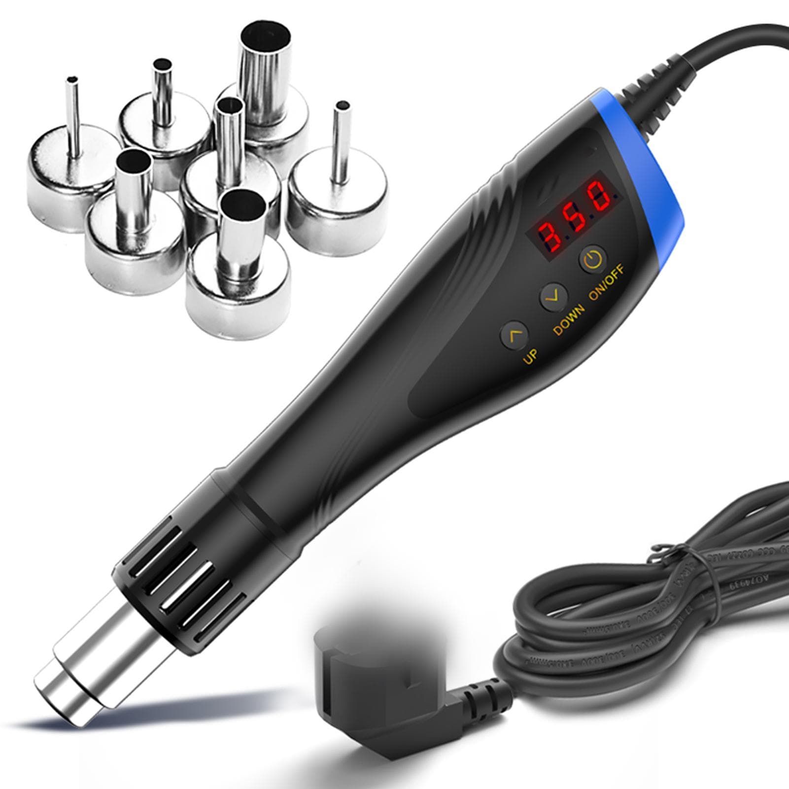 Handheld Hot Air Machine 600W High Power Hot Air Machine Portable Welding Tool Set LCD Digital UK Plug black
