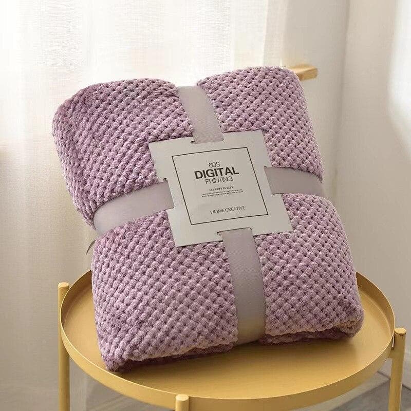 Soft Warm Flannel Blankets For Beds Solid Pink Blue Coral Fleece Mink Throw Sofa Cover Bedspread Fluffy Plaid Blankets 70x100cm purple