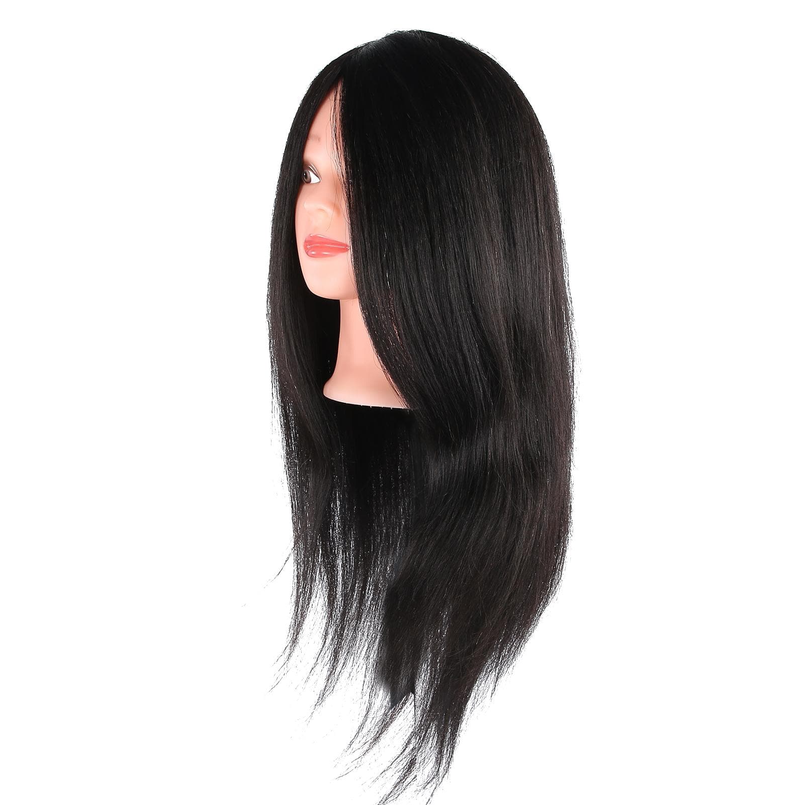 Hairdressing Mannequin Head Human Hair Practice Training Cosmetology Manikin HeadBrown black