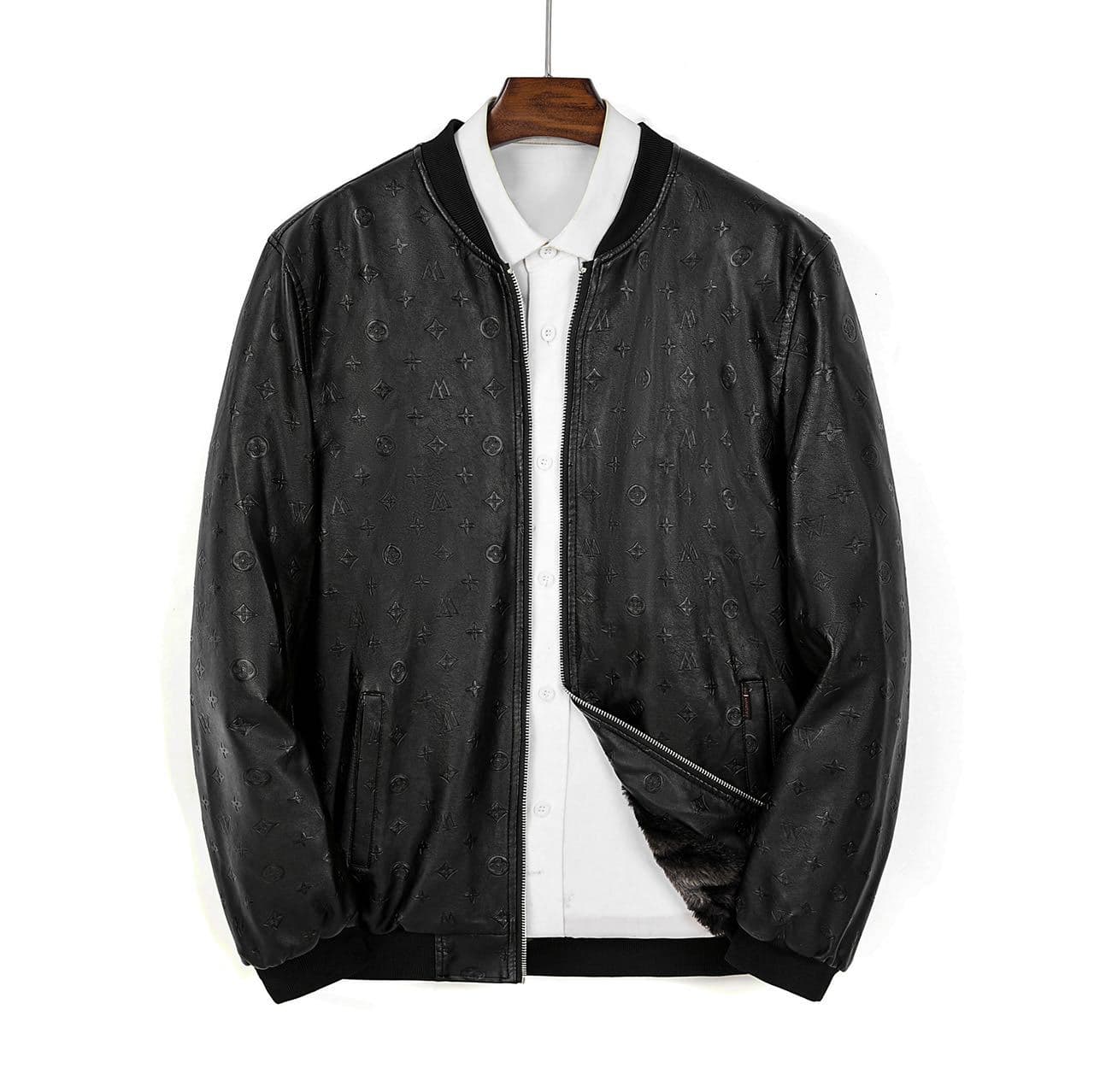 New Winter Embossed Leather Coat Men Plus Fleece Thickened Middle-aged Dad Winter PU Leather Jacket Top 4XL