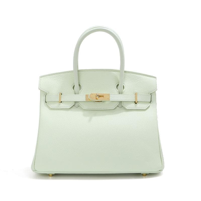 Head Layer Cowhide Platinum Bag Genuine Leather Women's Bag Large Capacity Handbag Women's High-end Sense Commuting Shoulder Cross Shoulder Bag 25CM green