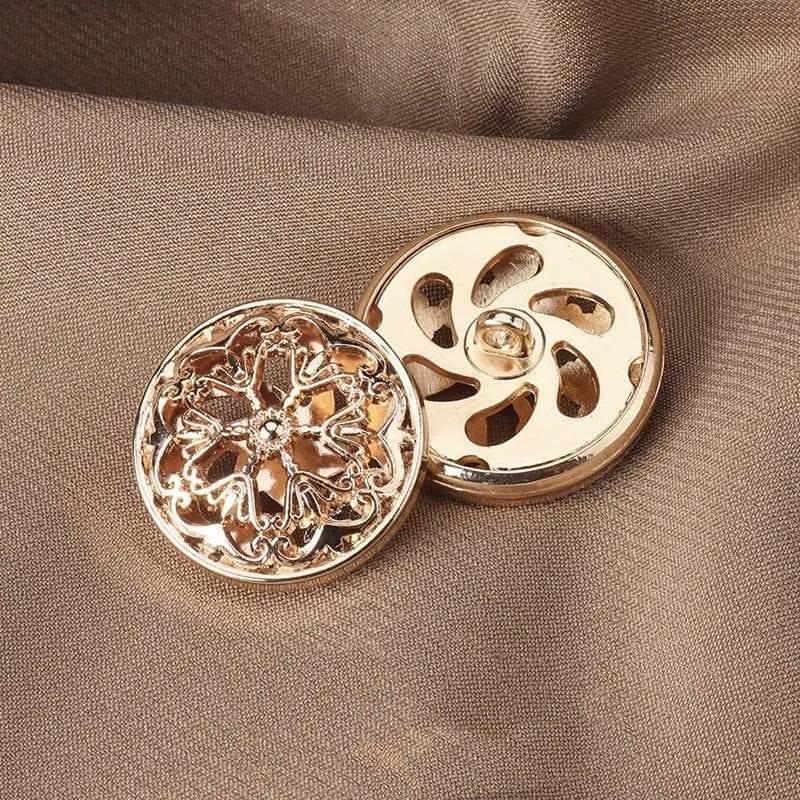 10pcs Beautiful Hollow Flower Shank Buttons High Quality Full Metal Round Buttons Woman Clothes Accessories 20mm gold