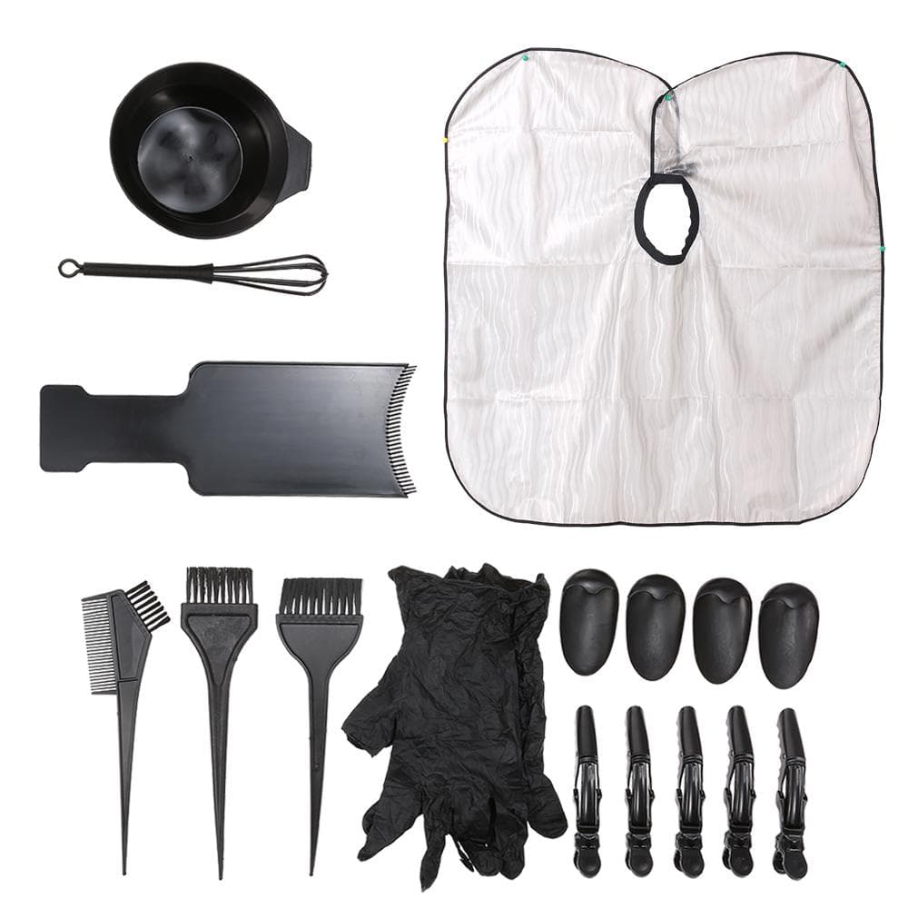 18pcs Hair Color Mixing Dye Kit Hair Coloring Set Salon Tools Hair Dyeing Board Cape Tint Brush black