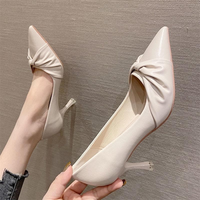 Korean Version of Fairy Style Single Shoes Feminine Pointed Toe Stiletto High Heels Niche Temperament Professional Women's Shoes 40