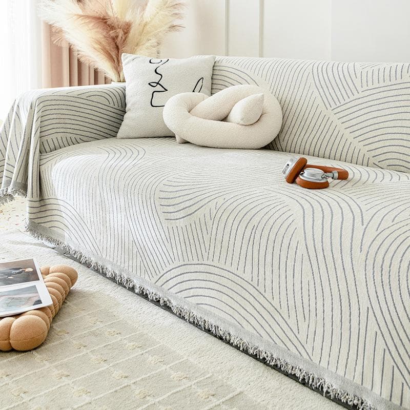 Wavy Line Sofa Cover Towel New Sofa Cushion Double Sided Usable Four Seasons Universal Chenille Full Wrap Cover Cloth Blanket 180x130cm1pcs
