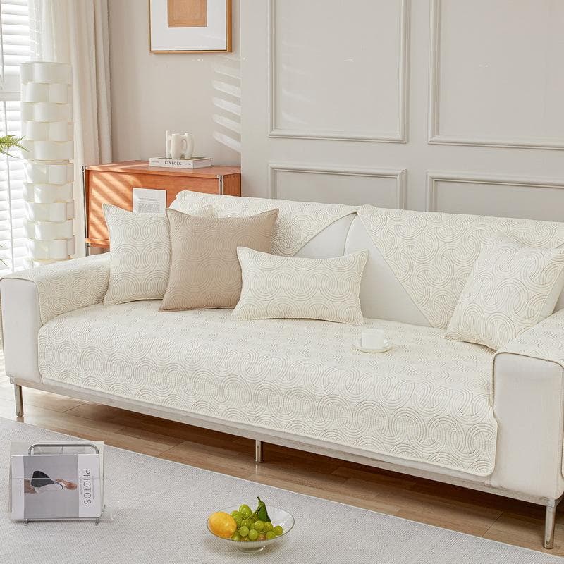 Pure Cotton Sofa Cover Anti-slip Backside Cushion Living Room Sofe Mat Solid Color Embroidered Donut Sofa Cover Machine Washable 70x70cm 1pcs