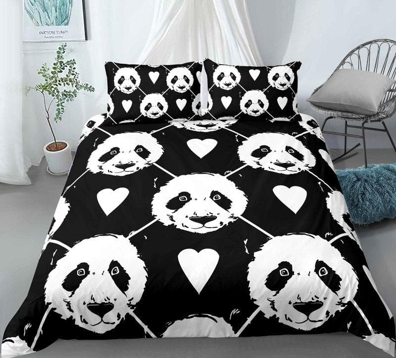 Panda Bedding Set Single Twin Full Queen King Size cartoon animals Bed Set Aldult Kid Bedroom Duvetcover Sets 3D Anime 039 EU single(135x200cm)