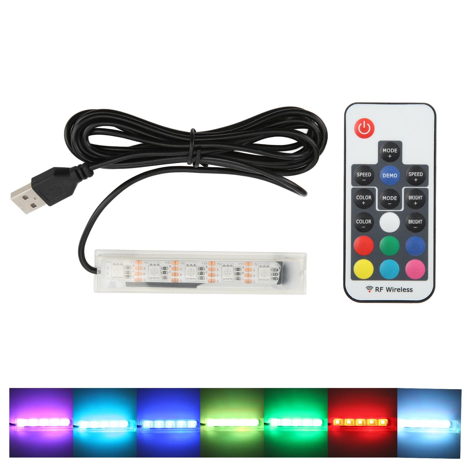 Micro Aquarium Light USB Powered Remote Control Colorful Fish Tank LED Lamp for LandscapeBlack Wire