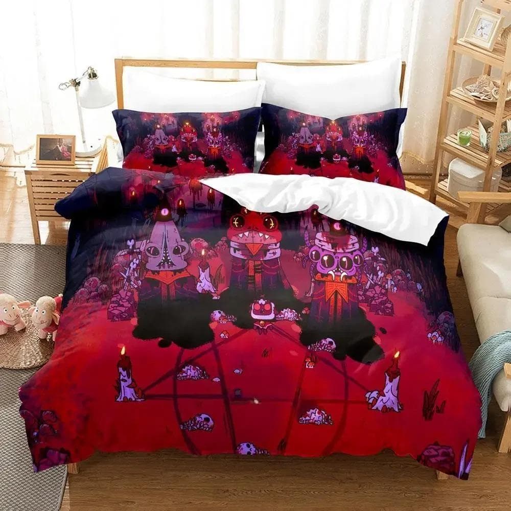 Cult Of The Lamb Bedding Set Single Twin Full Queen King Size Bed Adult Kid Bedroom Duvetcover 3D Print Anime Bed Sheet AU Single 140x210cm
