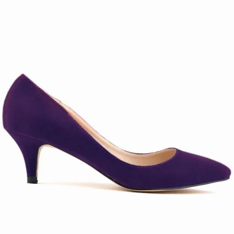 Spring and Autumn Women Shoes High Heels Solid Color Breathable Non Slip Sole Latex Insole Work Wedding Shoes shoe 38 purple