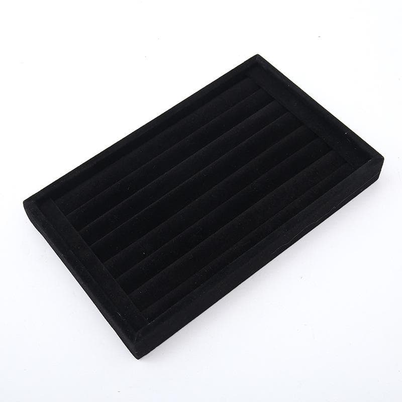 Velvet Jewelry Storage Tray Ring Earring Display Box Brooche Handicraft Classification Organizer Exquisite Tray Case black