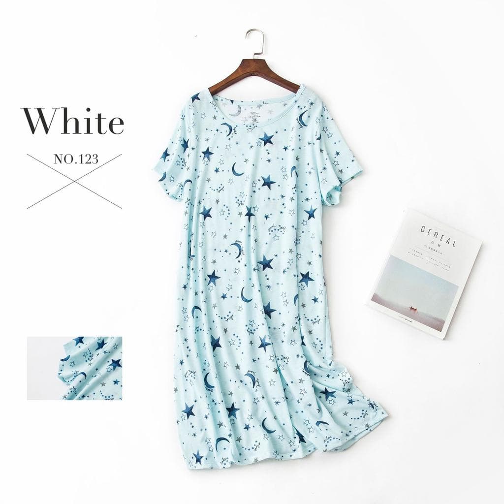 Plus size Summer Women Nightdress Short sleeve Cute cartoon sleepwear sweet O Neck Nightgowns Pyjamas Lady's Cotton sleepdress L
