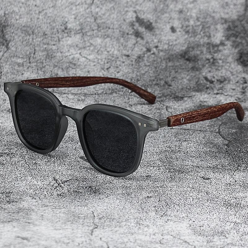Classic Wood Grain Mirror Sunglasses UV400 Protection Square Frame Men Women Elegant Eyewear Oculos De Sol