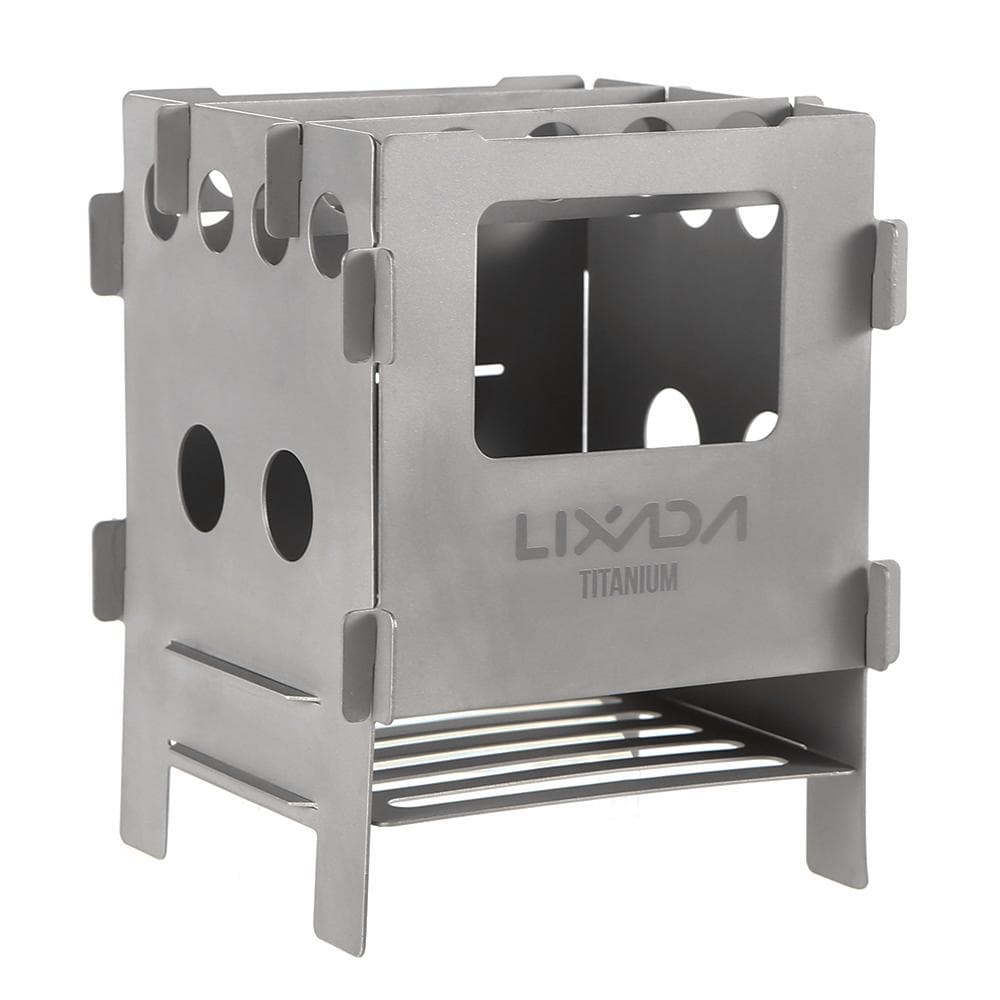Lixada Portable Titanium Lightweight Folding Wood Stove Pocket Stove Outdoor Camping Cooking Picnic Backpacking Stove