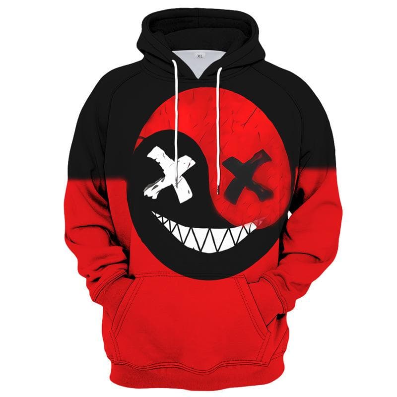 2023 Color Block Funny Smiling 3D Print Boys Casual Pullover Hooded Long Sleeve Sweatshirt For Spring Fall Kids Tops Outdoor 120