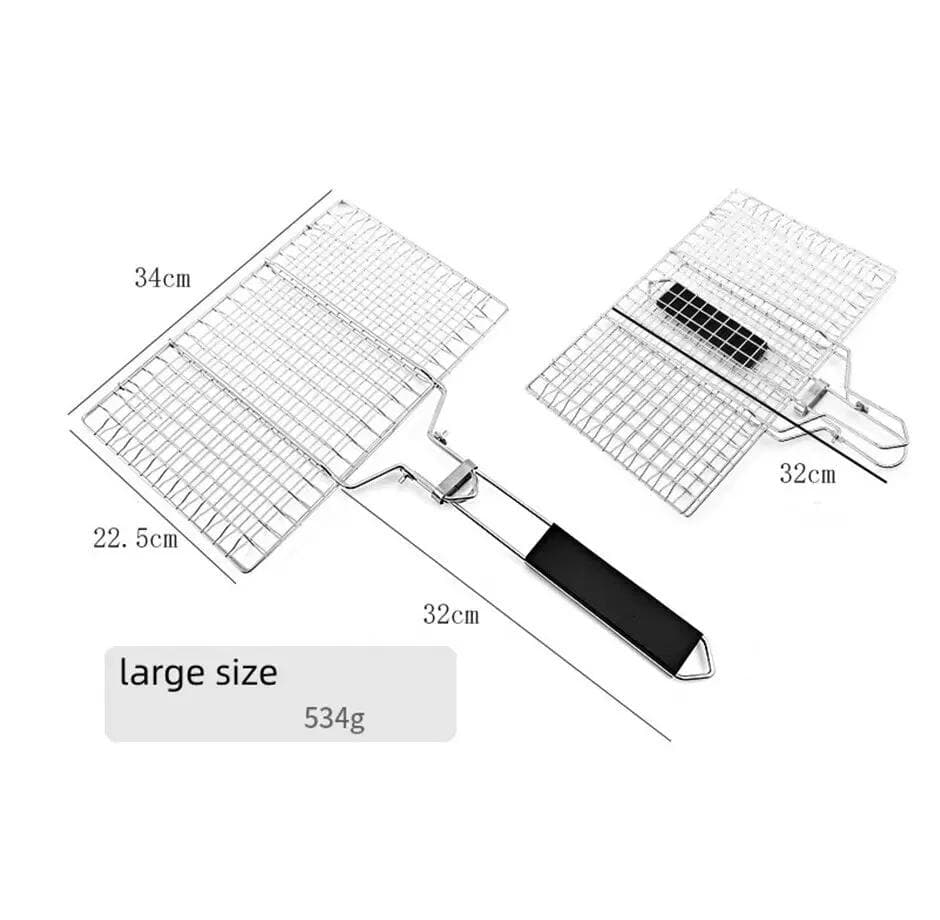 304 Stainless Steel BBQ Mesh Non Stick Grilling Basket Grill Mesh Mat Meat Vegetable Steak Picnic Party Barbecue Tool 22.5x34cm