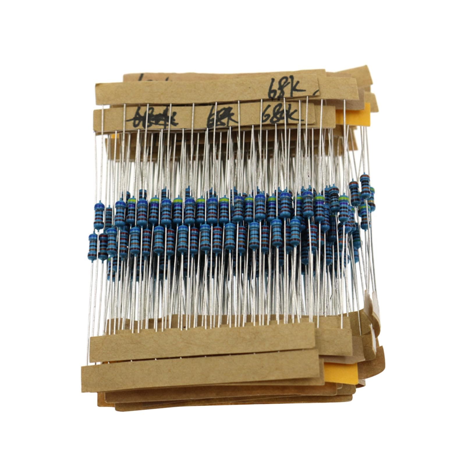 300PCS 1/4W 1% Carbon Film Resistors Kit 10 to 1M Ohm 30 Values Metal Resistors with Individually 300pcs