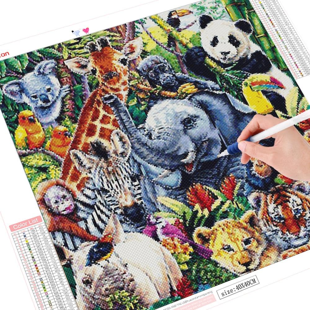 5D Diamond Embroidery Full Drill Round Elephant DIY Diamond Painting Animal 30x30CM