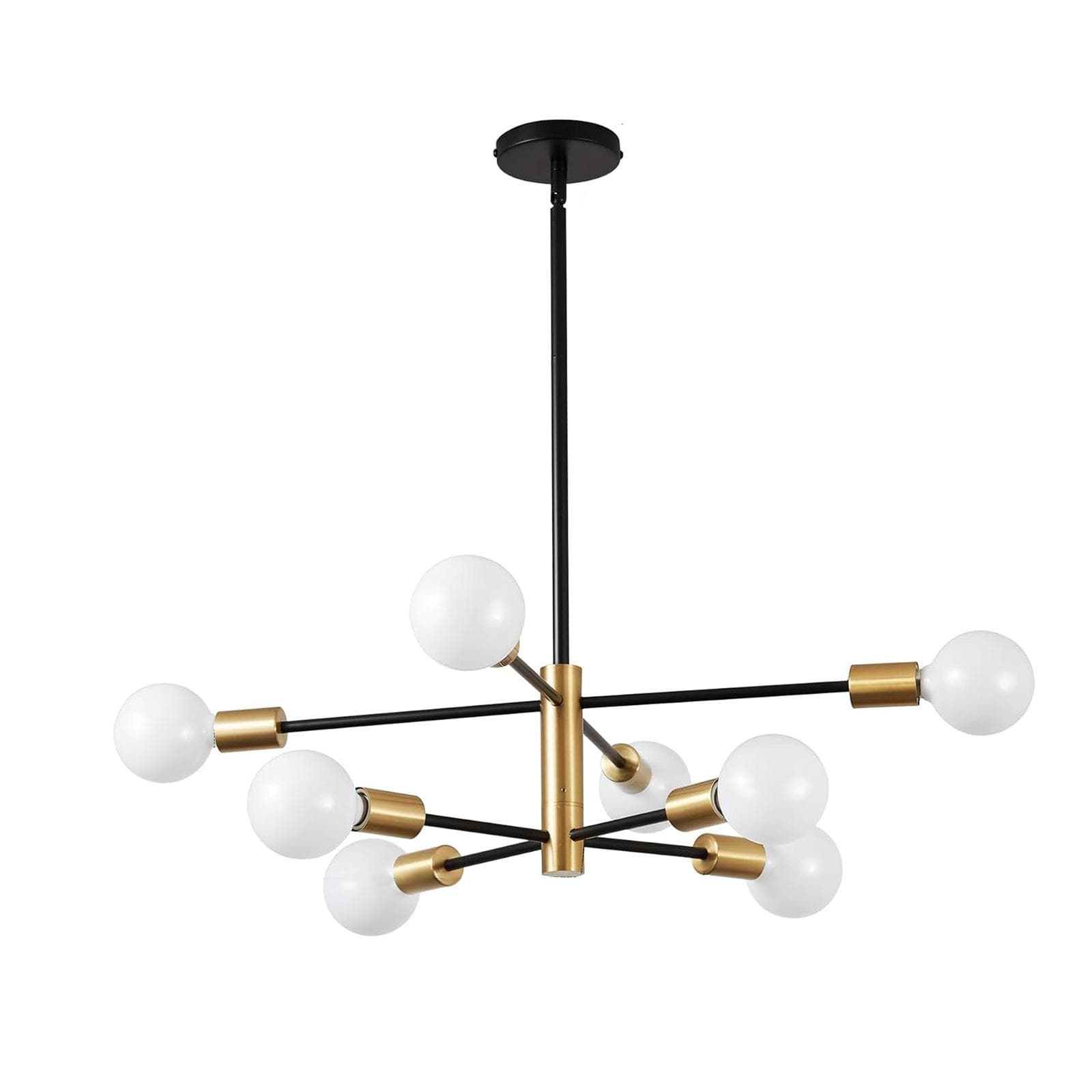 8-Light Modern Chandelier Black and Gold Ceiling Lamp Semi Flush Mount Ceiling Light Fixture gold/black