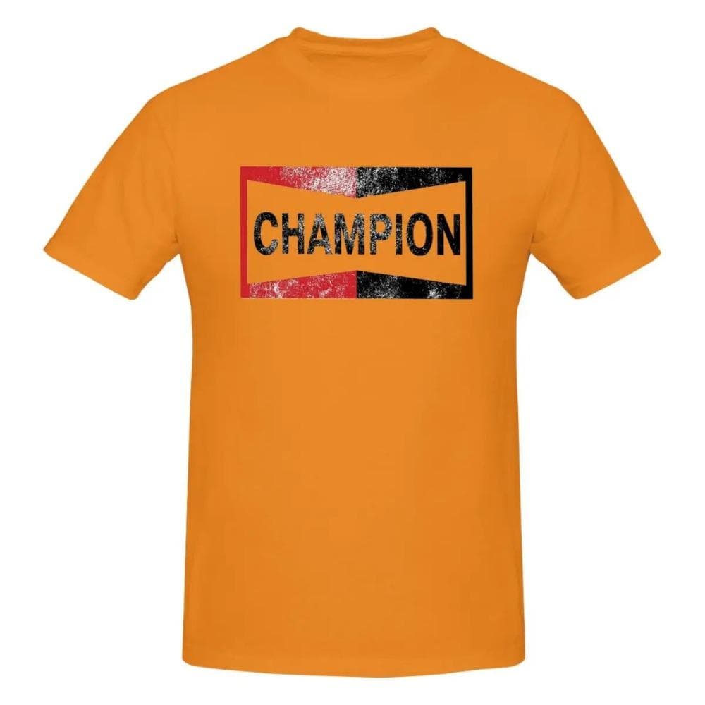 Round neck cotton short sleeved T-shirt with retro champion logo 4XL orange