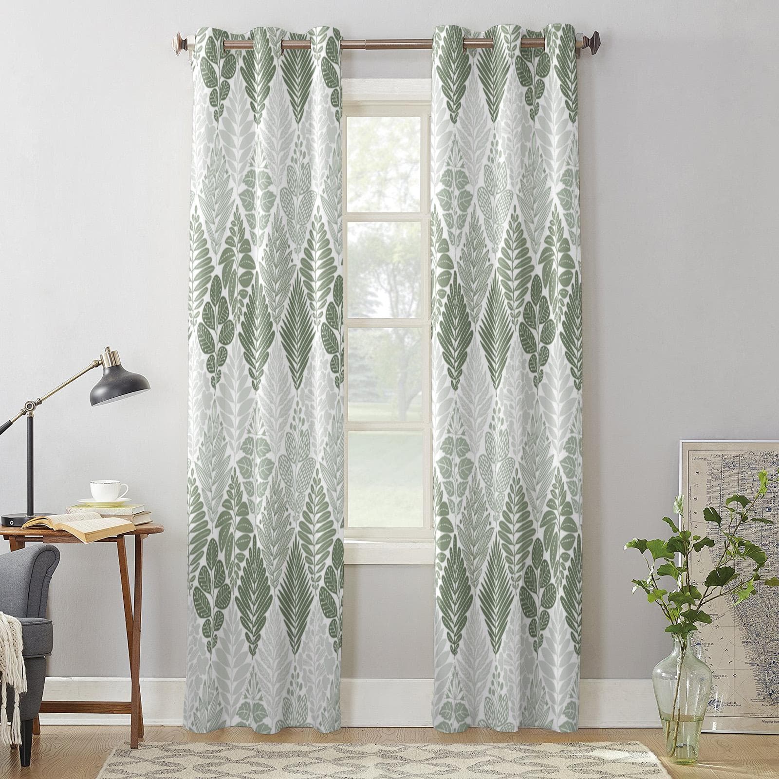 Plant Leaves Brown Leaves Window Curtain Living Room Luxury Valance Curtain for Bedroom Home Kitchen Decor Curtain 135W x 60H(cm) x1