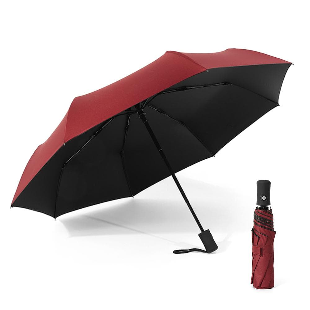 Auto Open/Close Umbrella Compact Sun&Rain Umbrella Portable Travel Umbrella Sun-proof Wind-proof red