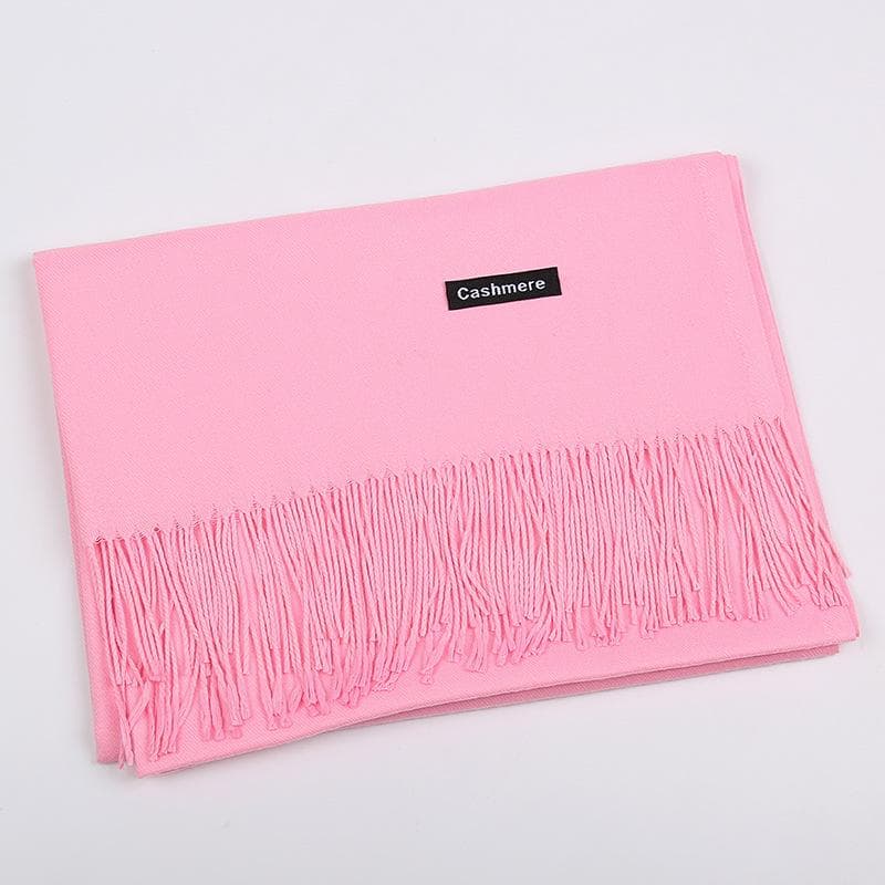 Solid Color Cashmere Scarf Women'S Autumn And Winter Explosion 220G Classic Light Board Monochrome Tassel Versatile Warm Shawl Gift 68x200cm
