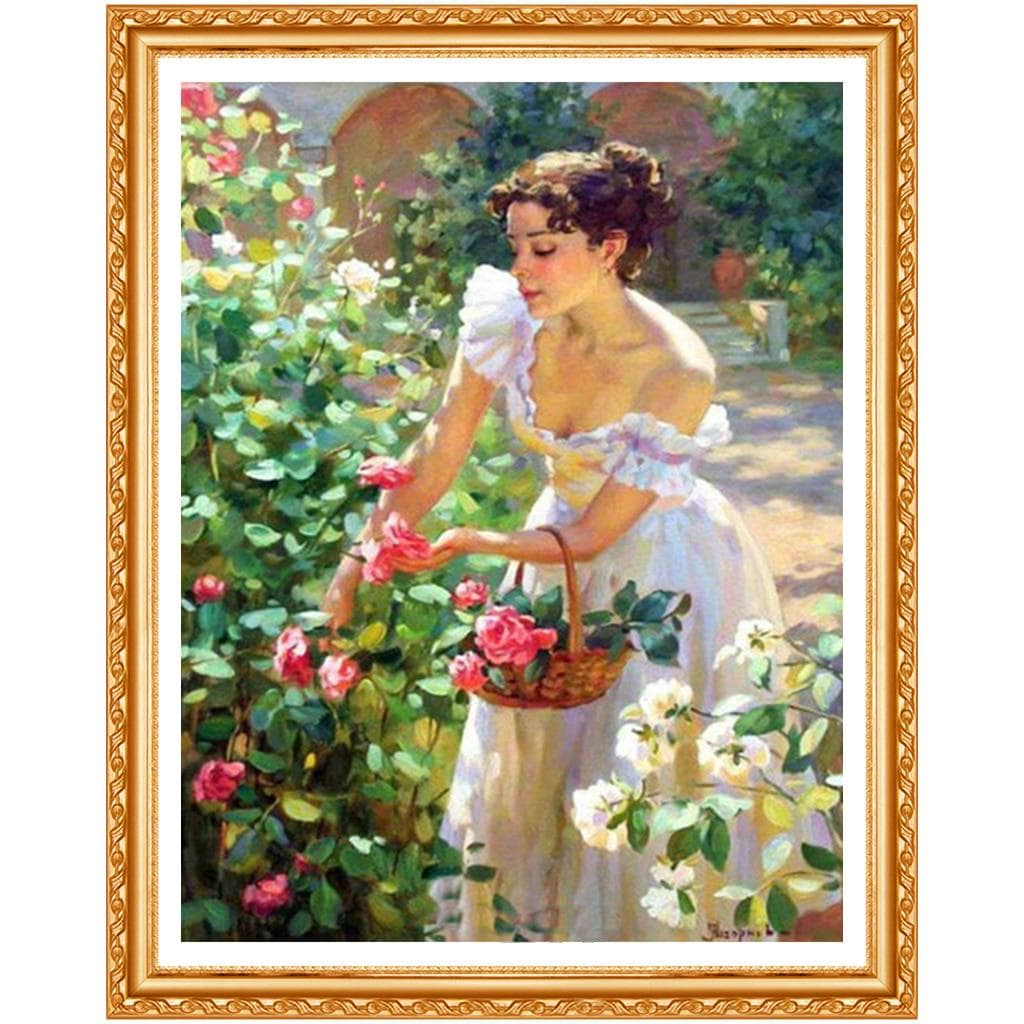 5D DIY  Flowers Rose Icon Cross Stitch Full Diamond Embroidery Woman Home Decor Painting Gift 20X30CM