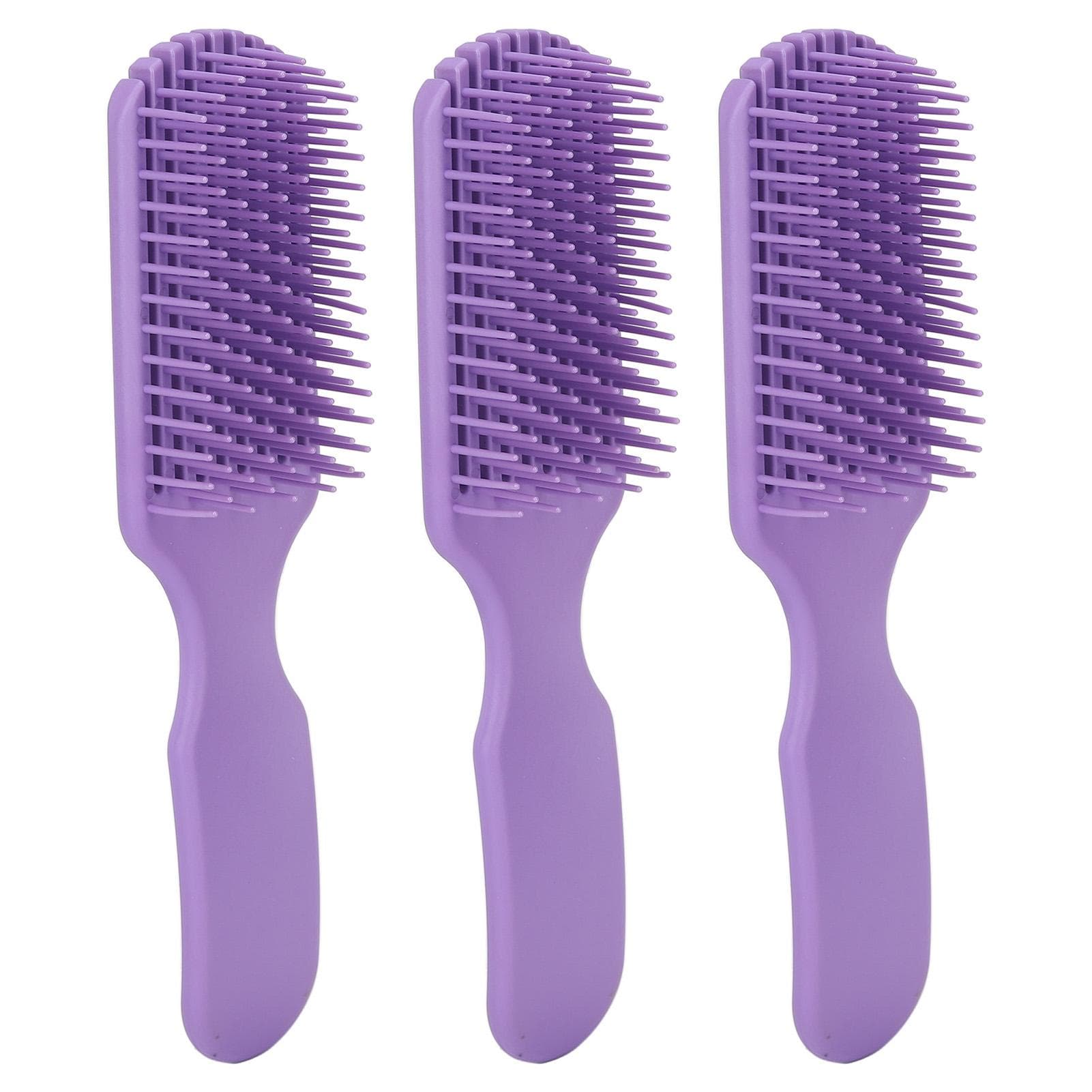 3pcs Hair Brush Purple Hollow Wide Tooth Plastic Anti Static Massage Detangling Hair Comb for All