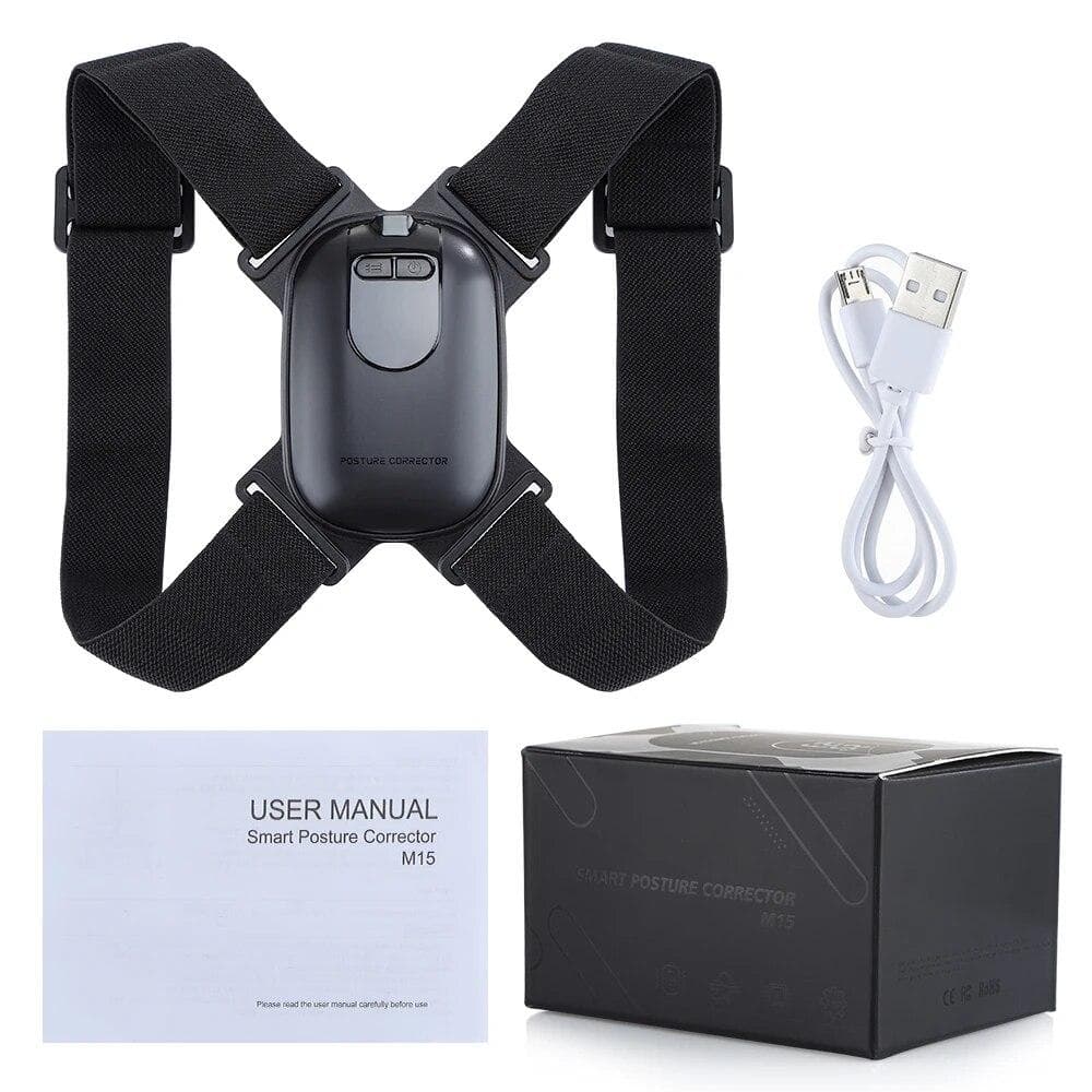 Smart Back Posture Corrector Vibration Sensor Adjustable Back Shoulder Posture Corrector Realtime Reminder Adult Child Hunchback CN black