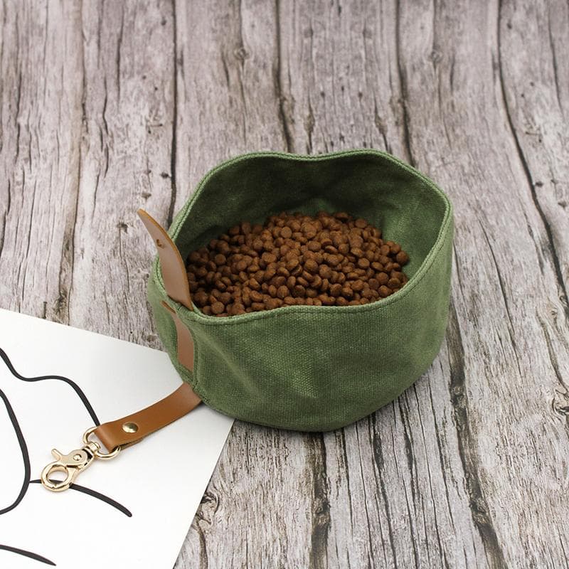 Folding waterproof canvas Dog Bowl Portable Travel Pet Food  foldable Cat Dog Water Bowl Puppy Feeder Dog Accessories green