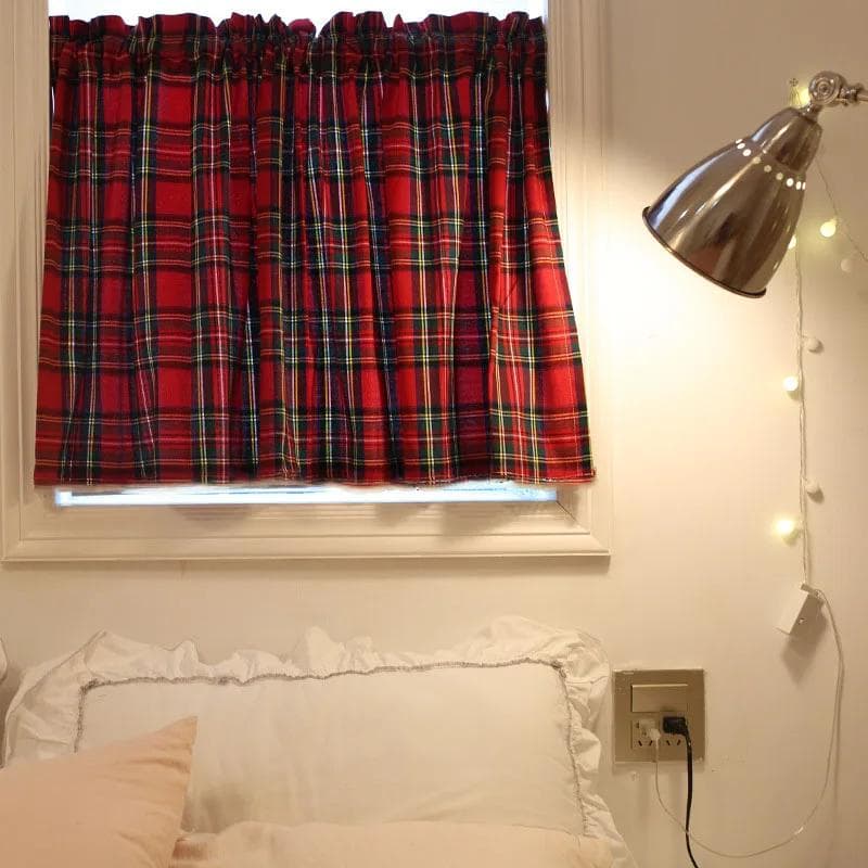 Buffalo Check Plaid Window Valances Red and Black Farmhouse Design Window Treatment Decor Curtains Rod Pocket Valances for Kitch W145XH120cm