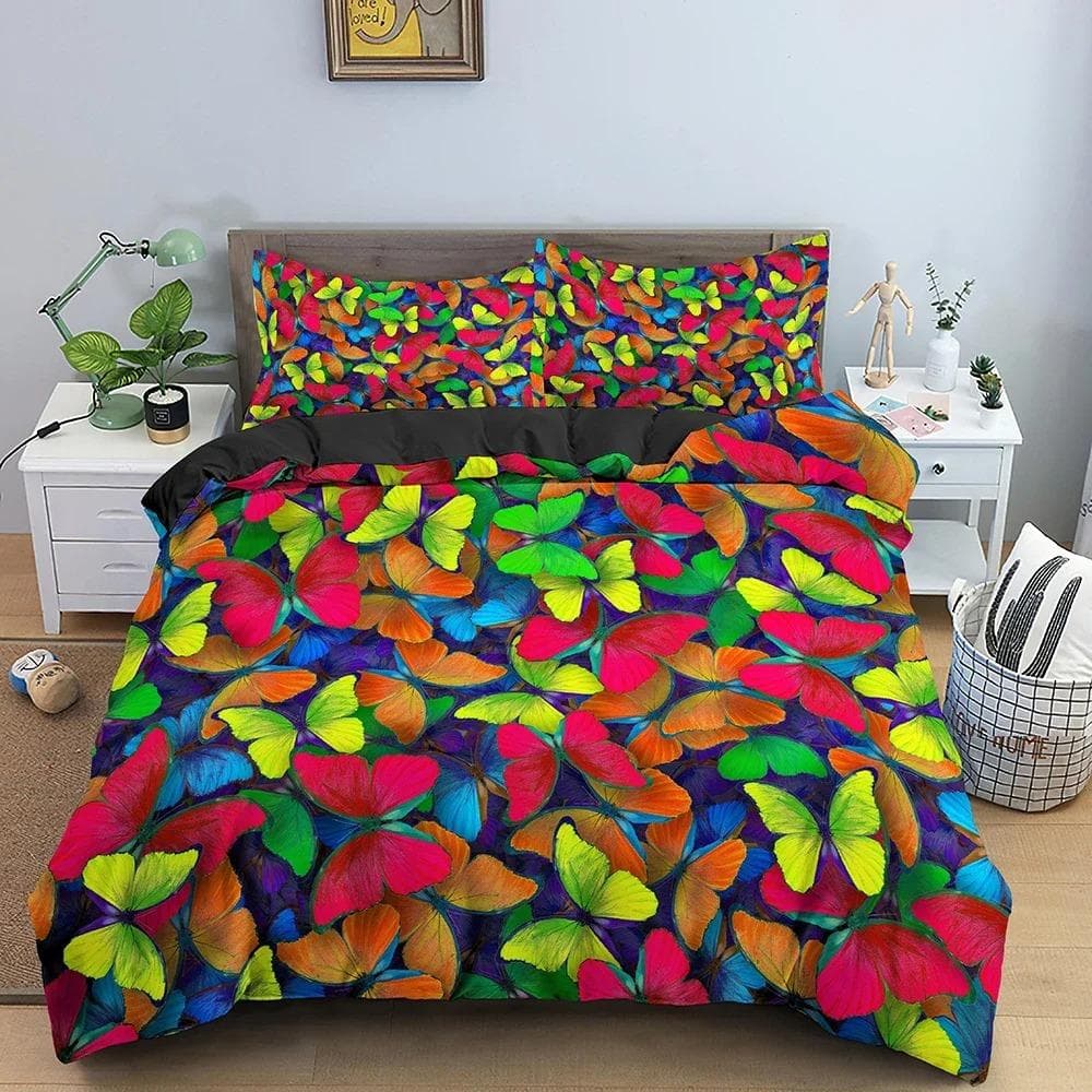 Butterfly Duvet Cover Set Soft Comforter Cover Butterflies In The Flowers Pattern Bedding Set Full King Queen Size Bedclothes 70x133cm 2pcs