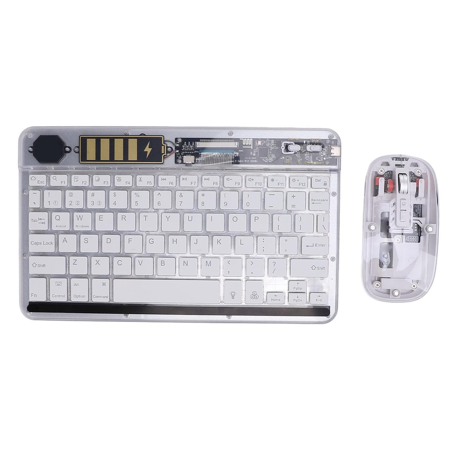 Keyboard with Wireless BT5.1 Mouse Ultra Slim RGB Backlight Silent Wireless Keyboard Mouse Combo white