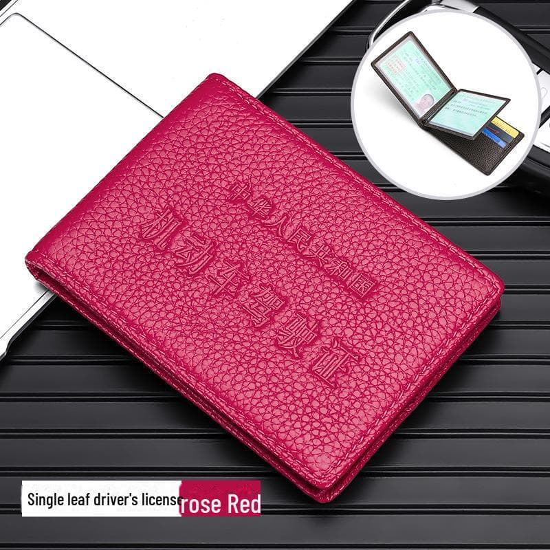 Ultra-Thin Genuine Leather Driver's License and ID Holder - Top Layer Cowhide Cover
