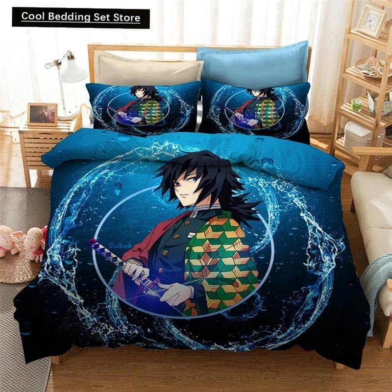 Cartoon Demon Slayer Bedding Set Duvet Covers Japan Anime 3D Printed Comforter Bedding Set Bedclothes Bed Linen Home Textiles EU Double 200x200cm