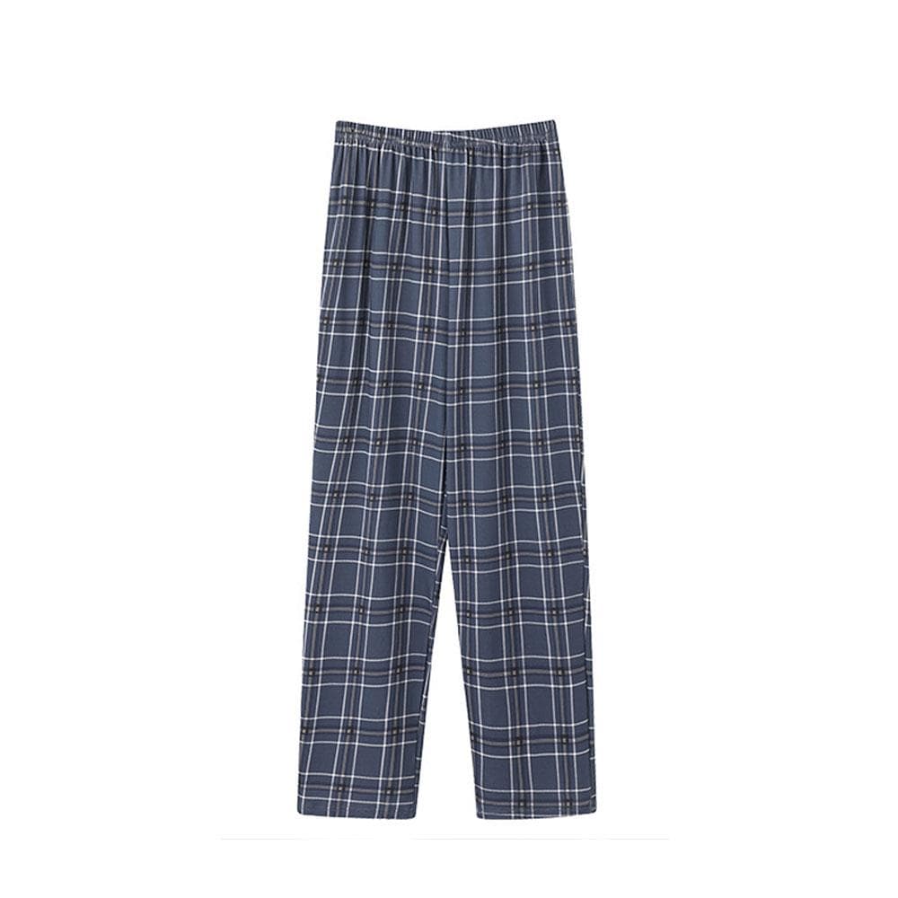 Men's 5XL Oversized Plus Size Spring Autumn Clothes Sleepwear Knit Cotton Plaid Pants Trousers Pyjamas 4XL